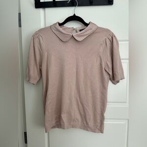Adrianna Papell Pink Fitted Blouse with Peter Pan Collar